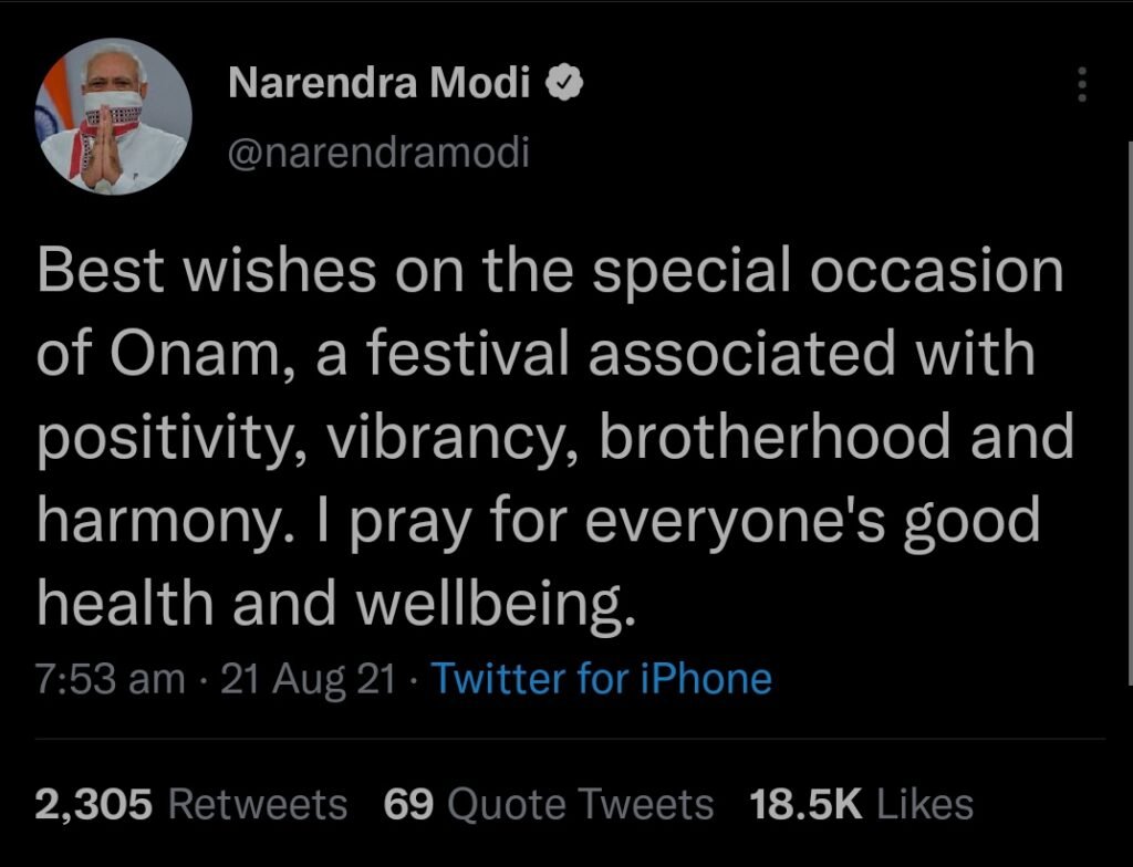 Tweet done by PM Narendra Modi.
